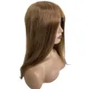 Sistemas europeus de cabelo humano virgem 16 polegadas cor marrom 6# 7x9 Q6 Topper de renda frontal base para mulher branca