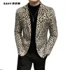 Мужские куртки 2022 Новый модный бутик Velveteen Leoparard Print Casual Men's Blazer Мужское платье -платья.