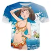 Camisetas masculinas Os sete pecados capitais nanatsu no taizai unissex moda cool 3d impressa camisetas casuais camisetas de streetwear tops 6xl