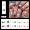 Faux ongles 24 pièces Halloween presse sur artificiel Y2k faux ronds courts ongles conseils français coréen ballet blanc noir plaid