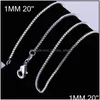 Цепи ожерелья подвески ювелирные изделия 925 Стерлинговая стерлинговая сеть ожерелья 1618204 1 мм подвеска для женщин и мужчин для женщин и мужчин.