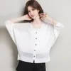 Kvinnors stickor Kvinnor Lossa stickad kappa utkläder Summer Batwing Sleeve Cardigan Elegant Female Thin Knitwear V-ring