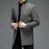 Men's Suits Men Elegant Cashmere Wool Coat Gray Black Sheep Woolen Blend Overcoat Winter Autumn Single Breasted Outfits Male Warm Outerwear