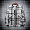 Herrjackor Ueteey 2023 Autumn Casual Plaid Fashion Sticked Shirt For Men Street Multi-Pockets Outwear Male Handing Coats Tops