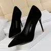 Nuova moda semplice semplice tacco slim tacco in pelle scamosciata in bocca poco profonda scarpe tacco alto scarpe da donna scarpe da donna sexy scarpe single dimensioni 34-43