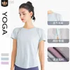 Desginer aloo yoga t camisa de corrida manga curta solta fina malha oca respirável esportes topo fitness terno secagem rápida para mulher