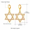 Boucles d'oreilles pendantes ChainsPro David Star pour femmes couleur or argent zircon cubique blanc goutte bijoux religieux juifs