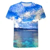 Herr t shirts strand semester ocean tshirt 3d tryck män kvinnor unisex t-shirt sommar överdimensionerad casual mode snabba torra kläder tees