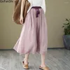 Spódnice 2023 Summer vintage solidny kolor koronki swobodne kobiety elastyczna talia A-line spódnica żeńska moda