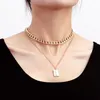 Chains Designer Original Metal Chain Double Layer Necklace 2023 Fashion Square Angel Pendant Jewelry Factory Direct Sales