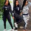 2023 Print Two Piece Set Tracksuits Women Casual Long Sleeve Top and Sweatpants Set Free Ship