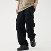 Men's Pants Harem Cargo Men Hip Hop Solid Loose Trousers Male Vintage Japanese Streetwear Casual Style Pocket Zip Pantalons