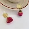 Dangle Earrings Charming Coin Rose Flower Drop 2023 Elegant Resin Pendientes Mujer