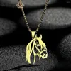 Pendant Necklaces QIMING Stainless Steel Horse Head Necklace For Women Animal Punk Men Jewelry Gift