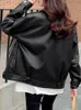 Chaqueta de cuero de imitación Sungtin para mujer, chaquetas holgadas informales de PU para motocicleta, ropa de calle para mujer, abrigo de gran tamaño, primavera Chic coreano 230822