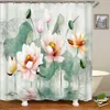 Shower Curtains Beautiful Colorful lotus Flower Floral Printed Shower Curtains Frabic Waterproof Bath Curtain With 180x180cm R230822