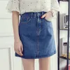 Summer High Waisted Button Up Skirt A Line Denim Female Preppy Style Pure Color Dendenim Short