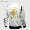 Men's Trench Coats CARANFIER Men Leather Jackets Male Scorpion Embroidery Moto Mens Clothing PU Winter Windbreaker Outerwear Chaquetas Hombre 230822