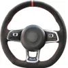 Svart äkta lädermocka rattskydd för 2015-2019 VW Jetta Gli Golf R Golf 7 Mk7 Golf GTI Accessories209J