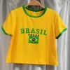 Calça de duas peças góticas hip hop harajuku y2k brasil letra padroniza impressão de duas peças de duas peças casuais chiques simples shorts de cordão amarelo conjunto 230822