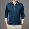 Męska koszula polo z długim rękawem Lapel Zipper Casual Collar Tee 230821