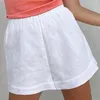 Frauen Traursuits Frauen Sommer 2023 Outfit Shorts Sets Cotton Leinenanzug V-Ausschnitt Lose Büro Lady Zweitbeule Set für elegant