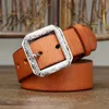 Other Fashion Accessories 3 8CM Vintage Luxury Thick Real Leather Stainless Steel Buckle Man s Belt Gotico Cowhide Retro All match Casual Jeans Soft 230822