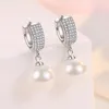 Boucles d'oreilles créoles KOFSAC belle pleine Zircon pour les femmes mode 925 bijoux d'oreille en argent Sterling dame élégante perle boucle d'oreille