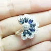 Cluster Rings Per Jewelry Natural Real Sapphire Flower Ring 925 Sterling Silver 0.4ct 7pcs Gemstone Fine C90118009