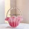 Vase Pink Portable Glass Flower Vase Decor for Living Room Flower Arranchads Basket Art装飾テーブルトップ花瓶x0821