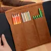 Jouets d'apprentissage Vintage rétro carte au trésor toile cuir étuis à crayons grande capacité maquillage brosse pochette papeterie sacs de rangement fournitures