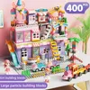 Blöcke Girls Big Particle Marmor Race Run Slide Größe City House Castle Building Brick Toy Kids Geschenk 230821