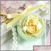 Dekorative Blüten Kränze Ewiger Blütenschlüsselkette klarer Acrylkugel transparente Kugel 5 cm Rose Key Ring Valentiner Geschenk Hochzeit OTFVQ