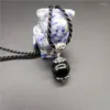 Pendentif colliers obsidienne naturelle transfert bonne chance perle pour la fabrication de bijoux à bricoler soi-même corde chaîne collier cristal unisexe accessoire