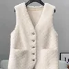 Women's Vests Fall Winter Gilets Casual Waistcoat Sleeveless Jacket Thick Coat Oversized White Black Faux Coral Fleece Plush Women Vest Q353