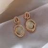 Boucles d'oreilles exquises feuilles d'opale fleur pour les femmes brillant strass Zircon géométrique ovale boucle d'oreille fille fête déclaration bijoux