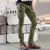 Армейские зеленые черные мужские джинсовые байкерские джинсы бренд для мужчин растягиваемые скинни -карандашные брюки. Руна