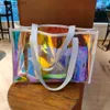 Totes Cute Holo Transparent Bag For Women Laser Clear Handbag Holographic Pvc Candy Beach Waterproof Shoulder Bag Jelly Femme Bolso HKD230822