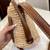 Bolsos de playa de diseñador a la moda para mujer, bolsos con diseño de paja con personalidad cruzada, bolso tejido de alta calidad para mujer