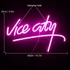 Dekorativa föremål Figurer Wanxing Vice City Neon Sign Pink LED -lampor Sovrum Letters Game Room Bar Party Indoor Home Arcade Shop Cave Art Wall Decoration 230821