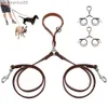 Dog Collars Leashes 2 Ways Dog Leash Double Two Pet Leather Leads NoTangle Coupler With Handle for Walking and Training 2 Small Medium Dogs HKD230822