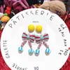 Boucles d'oreilles pendantes Harajuku en résine colorée douce, nœud papillon mignon pour fille, cadeau à la mode, jolie boule géométrique, bijoux pour femmes