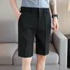 Herren-Shorts 6Colors Herren Sommeranzug Hochhänge Waffel Stoff Business Office Straight Bein Casual Knie Legth