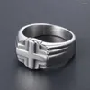 Cluster Rings Concise Cross For Men Titanium Stainless Steel Cool Bands Finger Trendy Accessories Sizes 7 8 9 10 11 12
