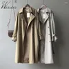 Dames Trench Coats Classic Khaki Long Women Oversize Koreaanse mode riem Windscheiding Fall Spring overjas dubbele borsten