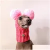 Köpek giyim süper sevimli el dokuma İtalyan Greyhound şapka ile evcil hayvan şapkası ile iki pom-kom