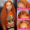 Massager sessuale13x4 Wig in pizzo Frontale Ginger Front Capelli umani Huggy Curly Wave Wigs Glueless Orange Wig 220%Densità