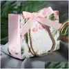 Sacs de rangement Sac en papier kraft Flamingo avec poignées et cadeau de ruban pour les faveurs de fête Petit cadeau de gâteau de bonbons Livraison à la maison Jardin Dhusm