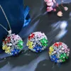 Brincos de colar Set Beaqueen Sparkling Big Half Round Round Ball Colorful Colorful Cubic Zirconia Crystal Stud Brincha Jóias para mulheres JS118