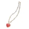 Catene di cuore alla moda imitazione collana di perle collane fatte a mano per donne 57bd